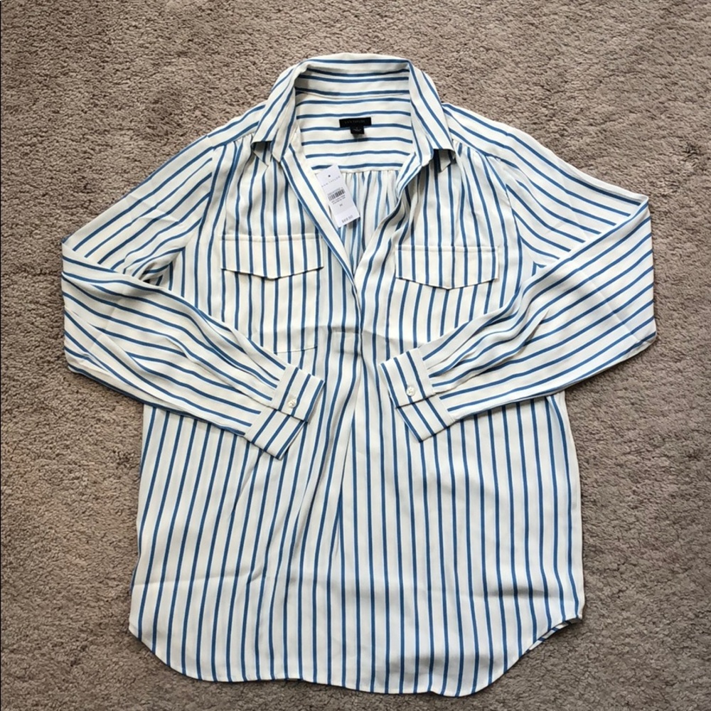Blue and white camp shirt